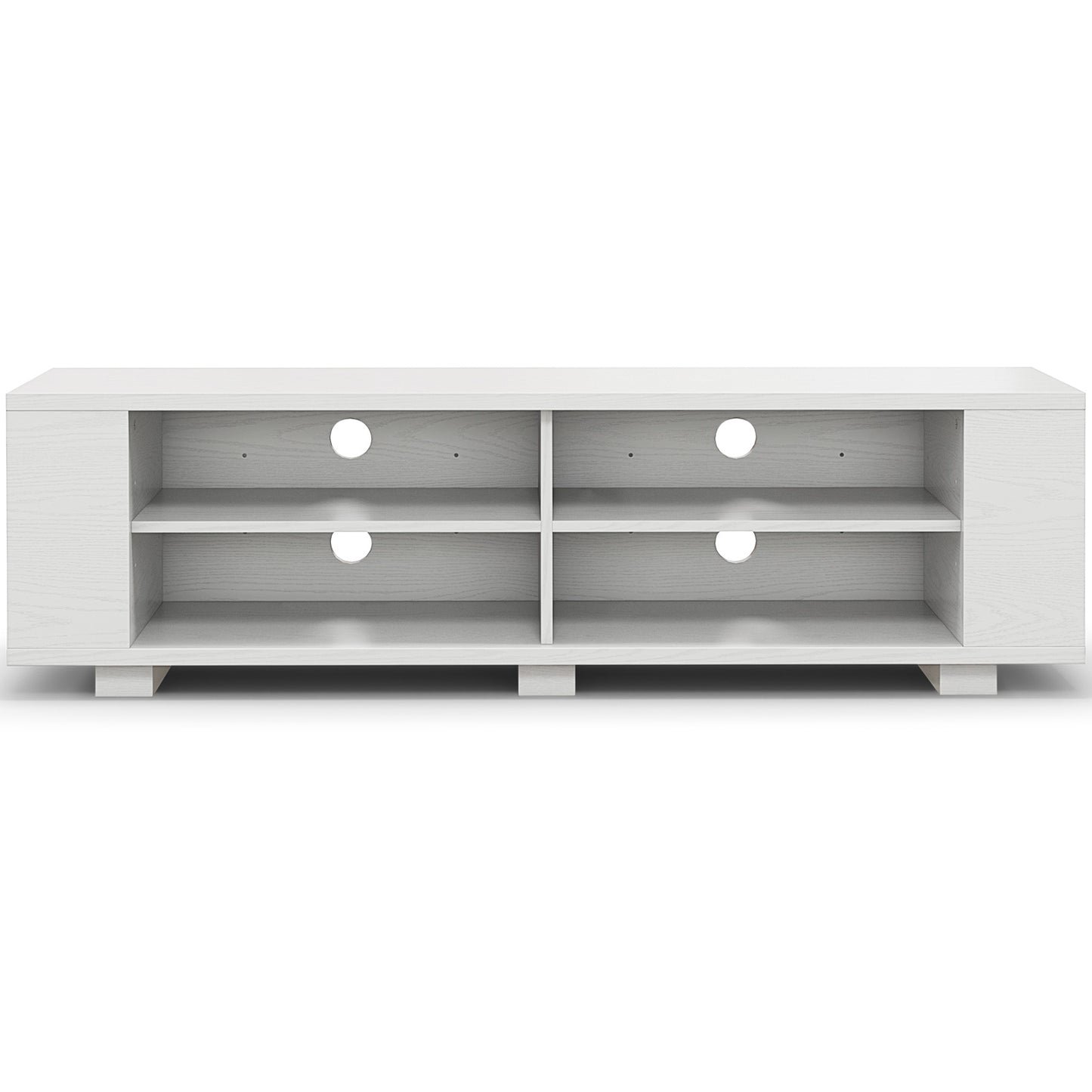 Modern 59 Inch Media Console with Adjustable Open Shelves for TVs up to 65 Inches in White