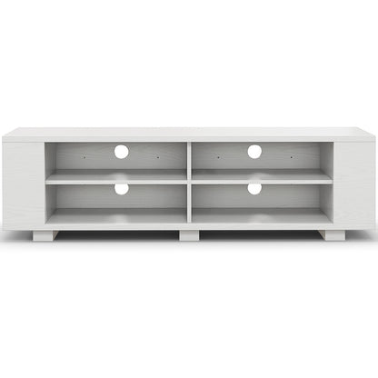 Modern 59 Inch Media Console with Adjustable Open Shelves for TVs up to 65 Inches in White