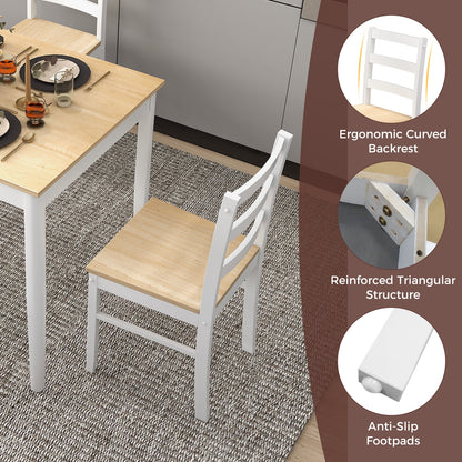 Modern 5 Piece Dining Table Set with Rectangular Wood Table and Upholstered Chairs - Natural