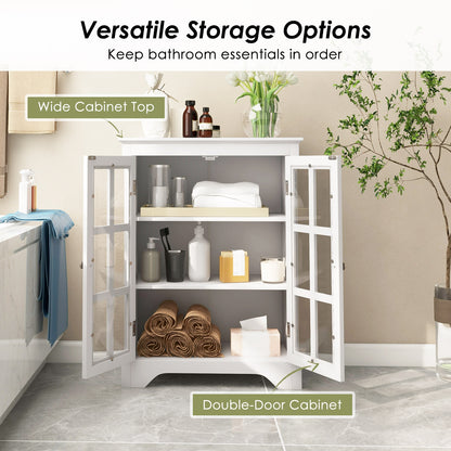 Freestanding Storage Cabinet with Glass Doors & Adjustable Shelves