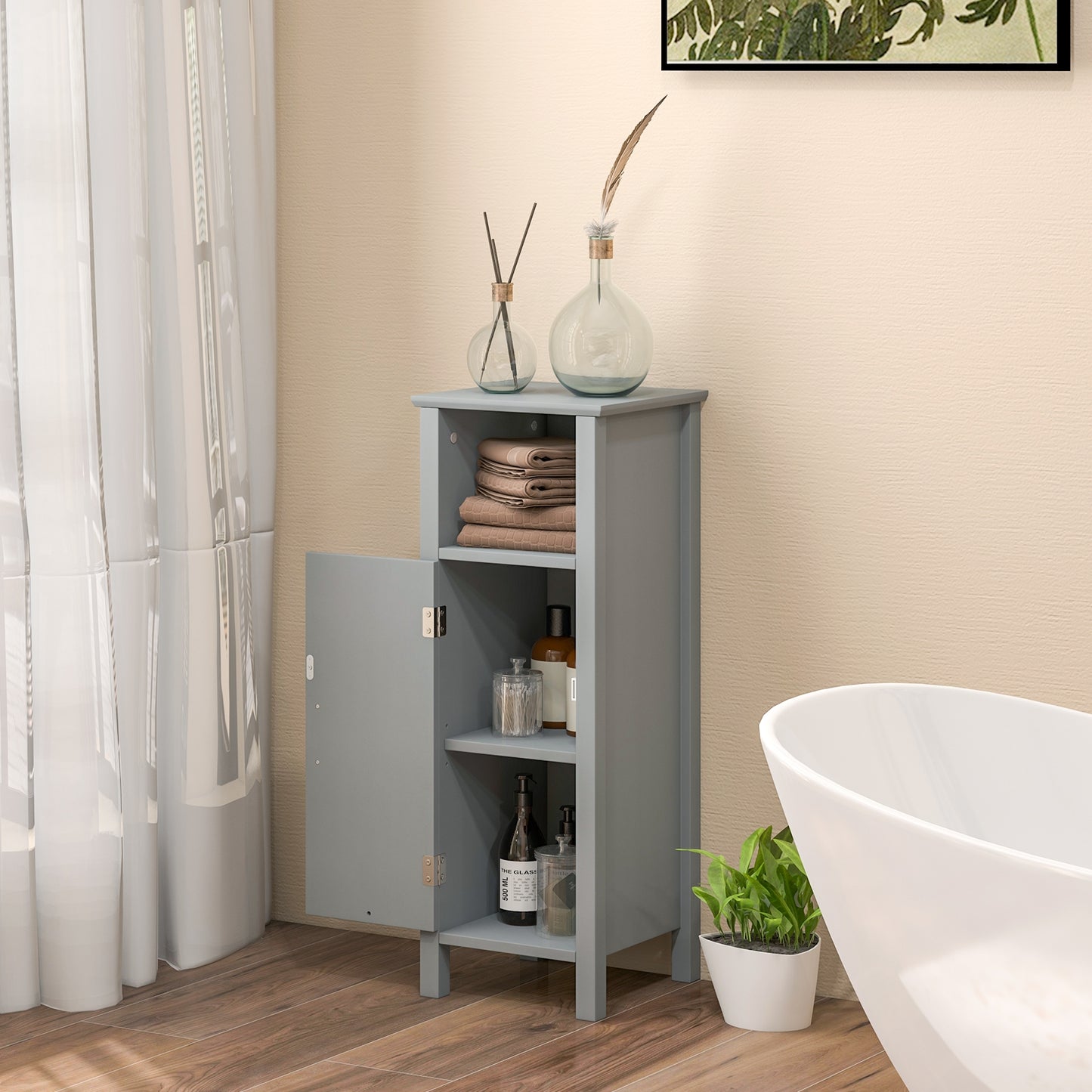 2-Tier Bathroom Storage Cabinet with Adjustable Shelves