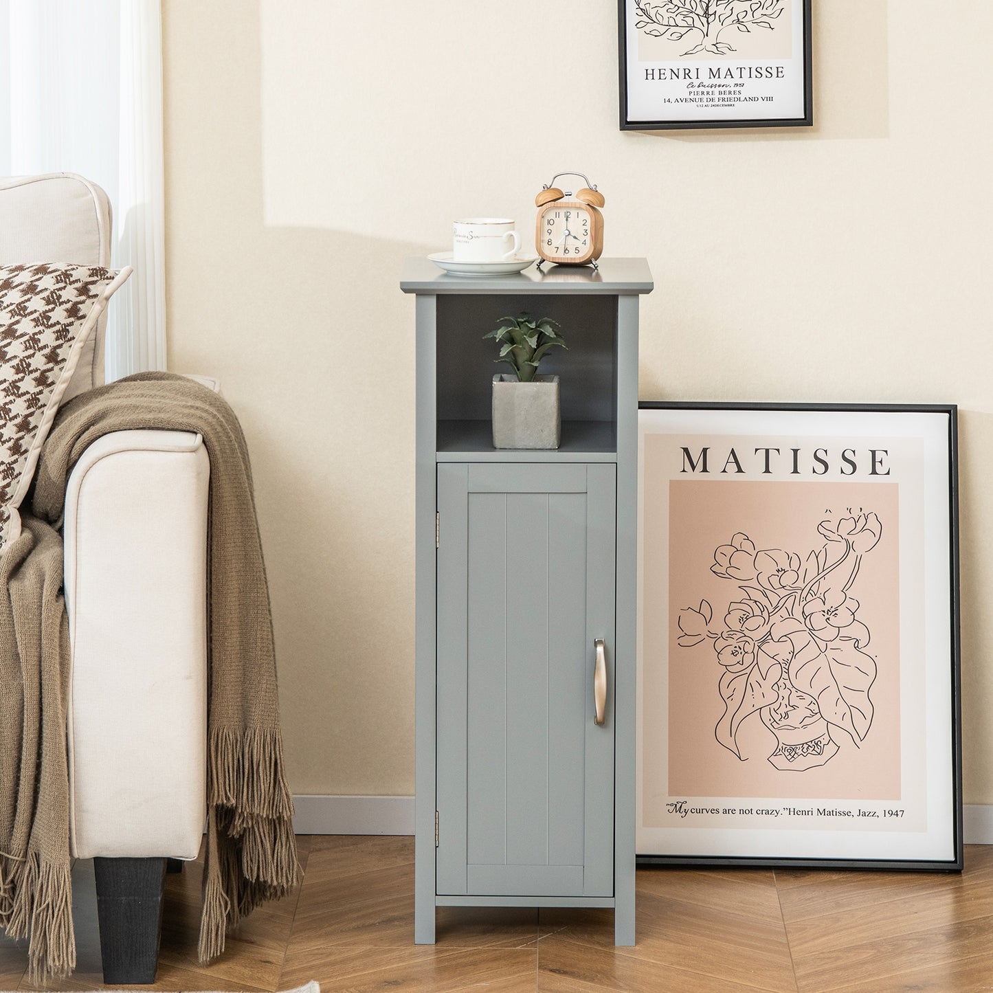 2-Tier Bathroom Storage Cabinet with Adjustable Shelves