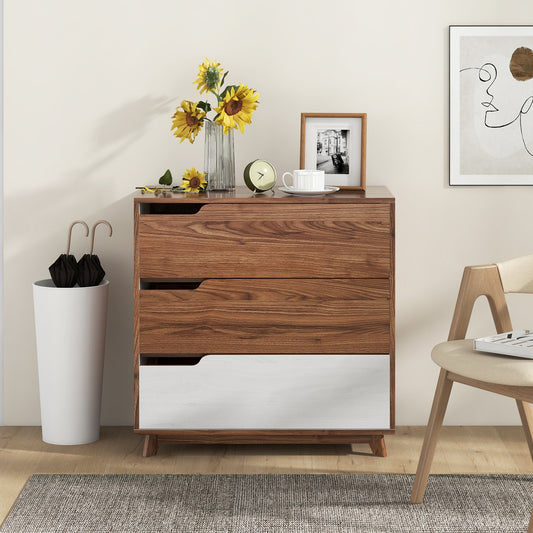 Rustic Farmhouse 3-Drawer Wooden Dresser for Bedroom, Living Room & Entryway Storage