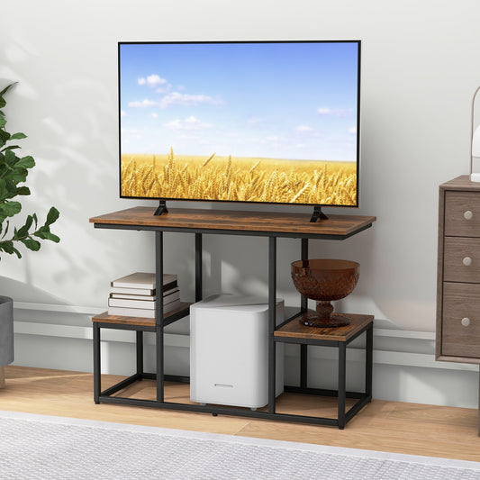 Rustic Wood Console Table with Open Storage for TVs up to 50 Inches