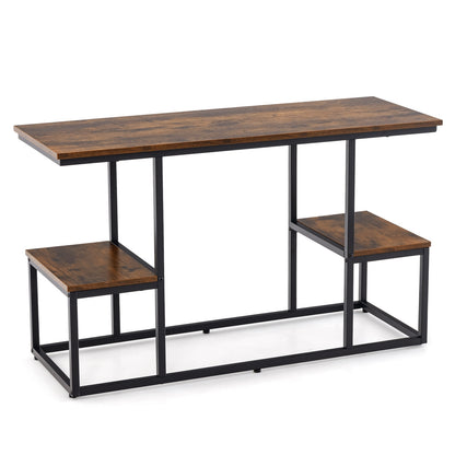 Rustic Wood Console Table with Open Storage for TVs up to 50 Inches