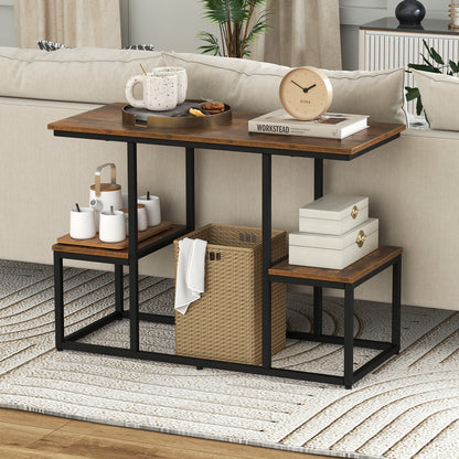 Rustic Wood Console Table with Open Storage for TVs up to 50 Inches