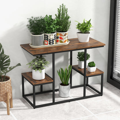 Rustic Wood Console Table with Open Storage for TVs up to 50 Inches