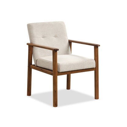 Comfortable Linen Accent Chair with Wood Legs and Supportive Cushion
