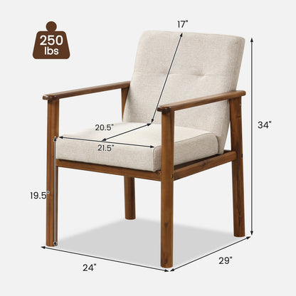Comfortable Linen Accent Chair with Wood Legs and Supportive Cushion