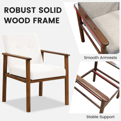 Comfortable Linen Accent Chair with Wood Legs and Supportive Cushion