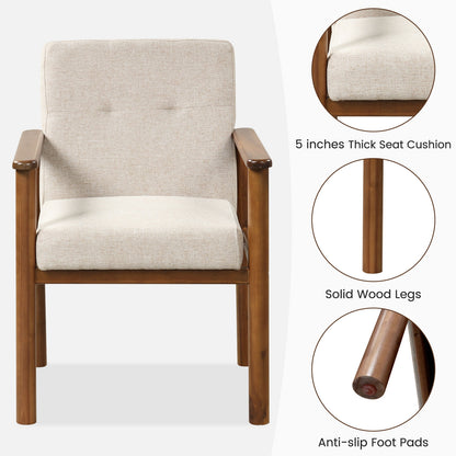 Comfortable Linen Accent Chair with Wood Legs and Supportive Cushion