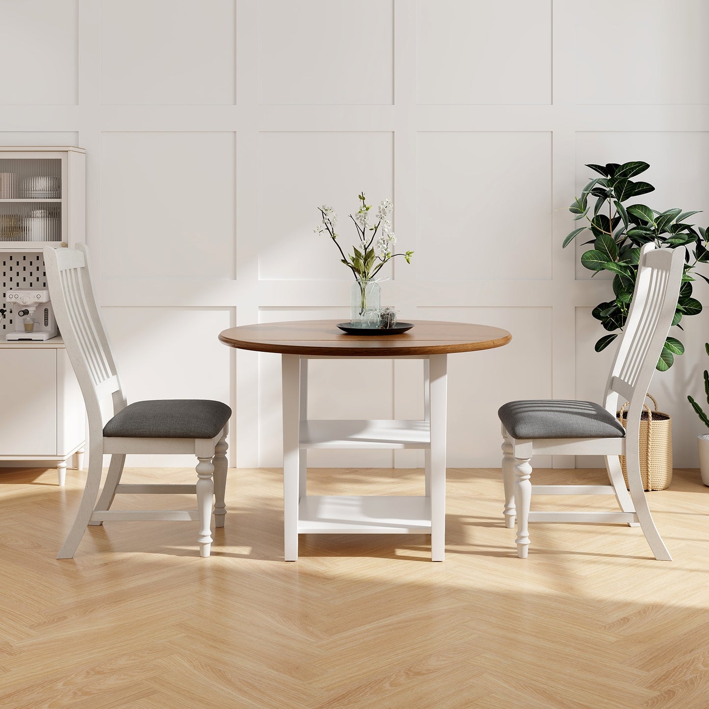 Dining Chairs with Solid Wood Legs and Comfortable Seat Set of 2