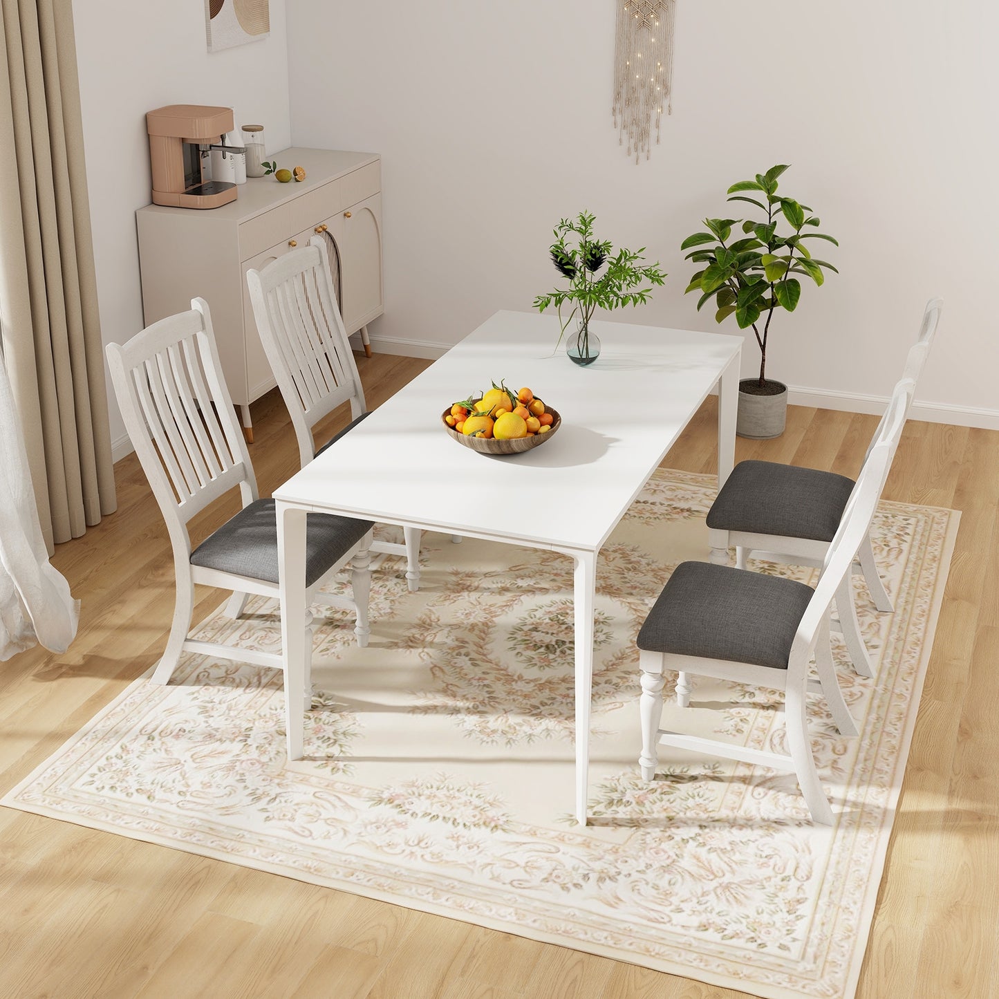 Dining Chairs with Solid Wood Legs and Comfortable Seat Set of 2