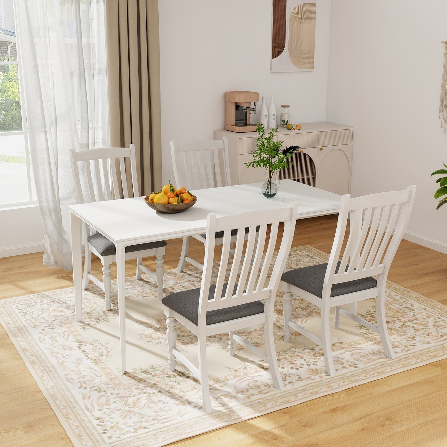 Dining Chairs with Solid Wood Legs and Comfortable Seat Set of 2