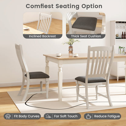 Dining Chairs with Solid Wood Legs and Comfortable Seat Set of 2