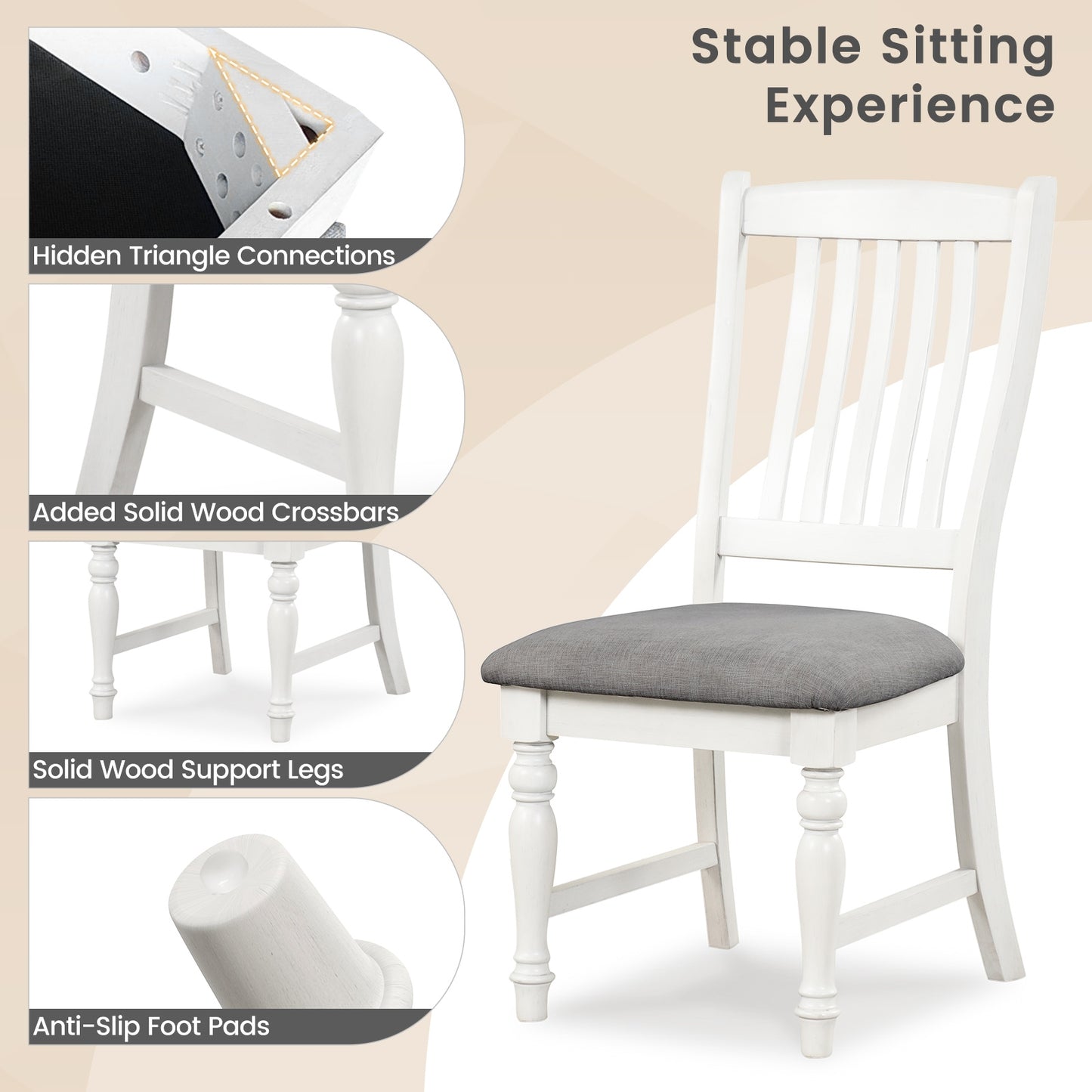 Dining Chairs with Solid Wood Legs and Comfortable Seat Set of 2