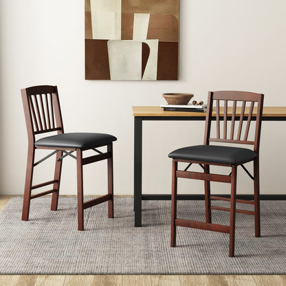 Counter Height Folding Kitchen Island Chairs Set of 2 with Padded Seats and Backrest
