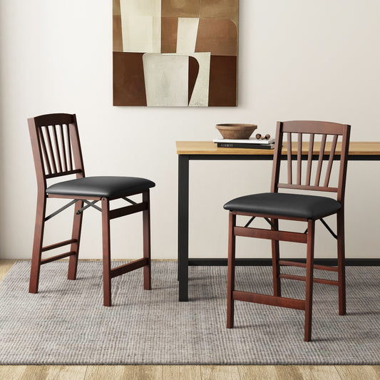 Counter Height Folding Kitchen Island Chairs Set of 2 with Padded Seats and Backrest