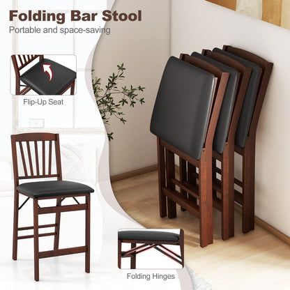 Counter Height Folding Kitchen Island Chairs Set of 2 with Padded Seats and Backrest