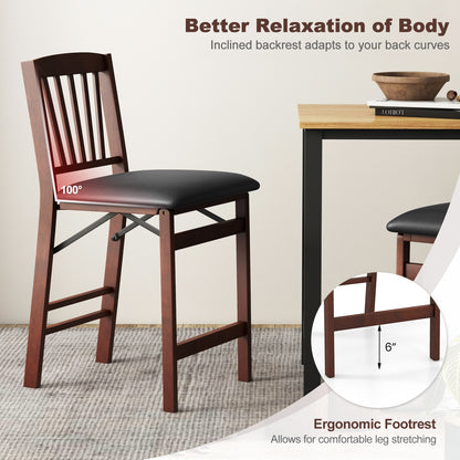 Counter Height Folding Kitchen Island Chairs Set of 2 with Padded Seats and Backrest