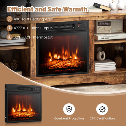 58 Inch Fireplace TV Console with Adjustable Shelves and Built-In Electric Heater for TVs Up to 65 Inches