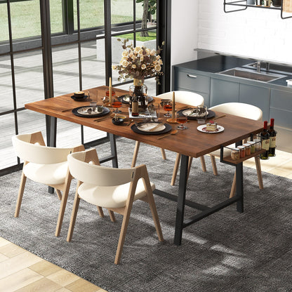 72 Inch Dining Table with Wine Rack and Storage Shelf, Seats 5 to 7, Modern Rectangular Design