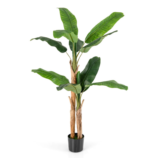 Elegant 5.5/6.5 Feet Artificial Banana Tree – Vibrant Green Leaves & Sturdy Natural Bark Design