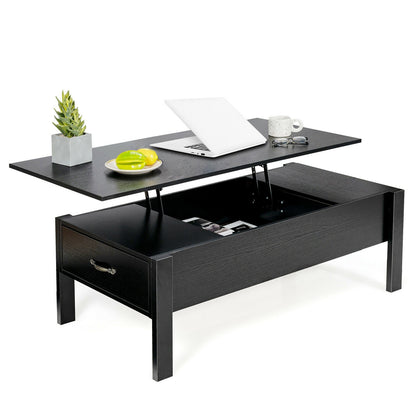 Lift Top Coffee Table with Hidden Storage and Dual Drawers