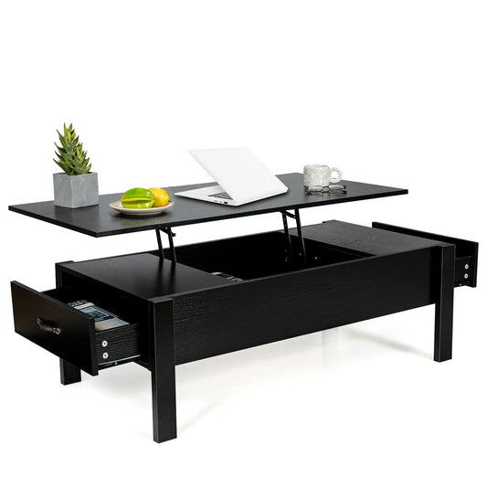 Lift Top Coffee Table with Hidden Storage and Dual Drawers