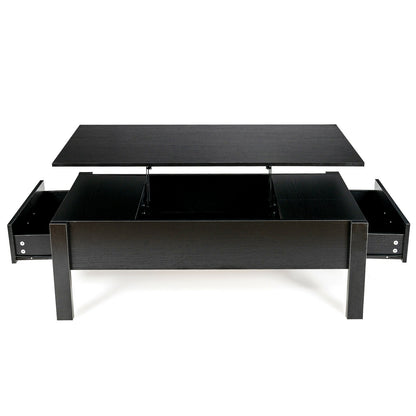 Lift Top Coffee Table with Hidden Storage and Dual Drawers