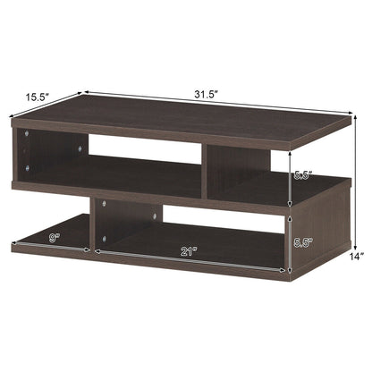 Contemporary 3 Tier Coffee Table with Spacious Storage Shelves