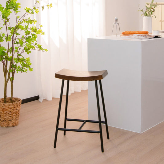 Industrial Saddle Bar Stool with 25 Inch Seat Height and Metal Legs