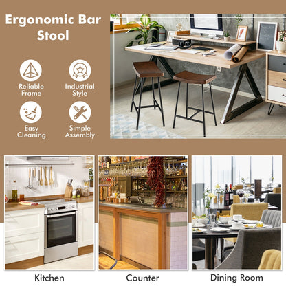 Industrial Saddle Bar Stool with 25 Inch Seat Height and Metal Legs