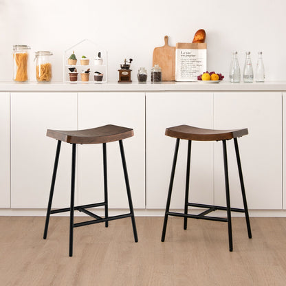 Industrial Saddle Bar Stool with 25 Inch Seat Height and Metal Legs