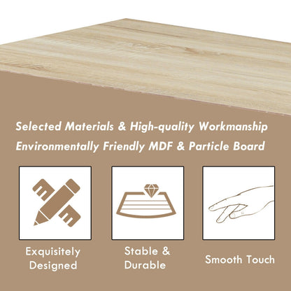 Coffee Table with Multiple Storage Shelves in Natural Finish