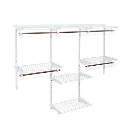 Adjustable Wall-Mounted Closet Rack System with Shelves & Hanging Rods – Customizable Storage Solution for Bedroom & Entryway