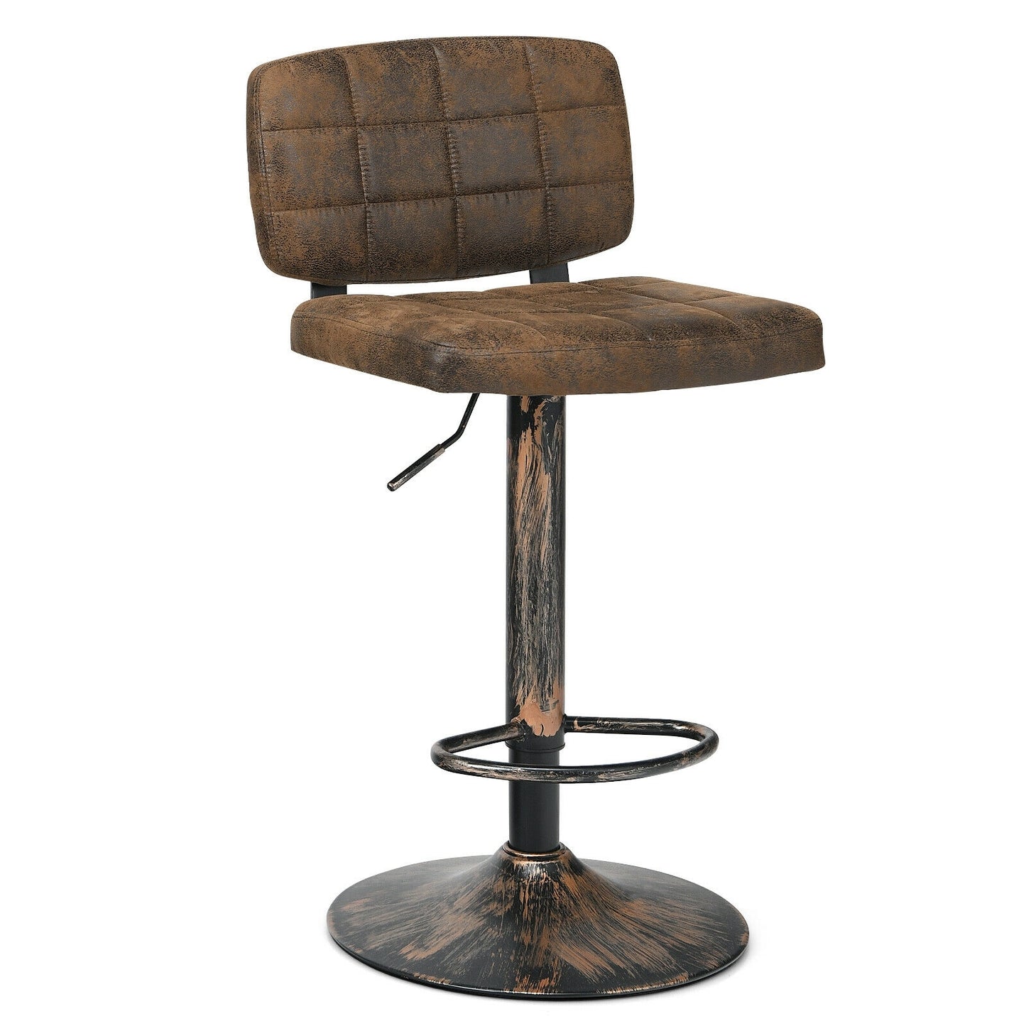 Set of 2 Adjustable Vintage Bar Stools with Swivel Seats and Footrests