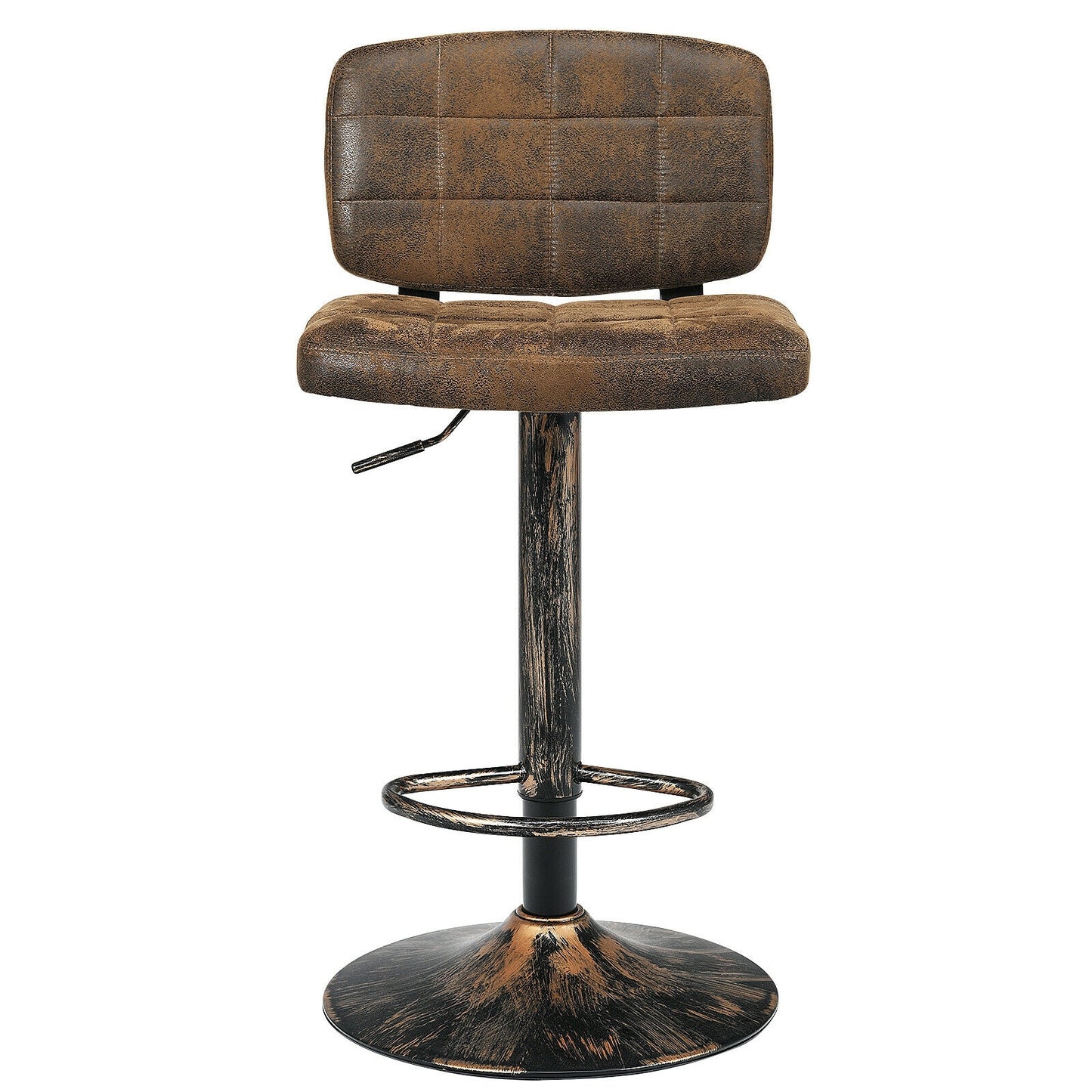 Set of 2 Adjustable Vintage Bar Stools with Swivel Seats and Footrests