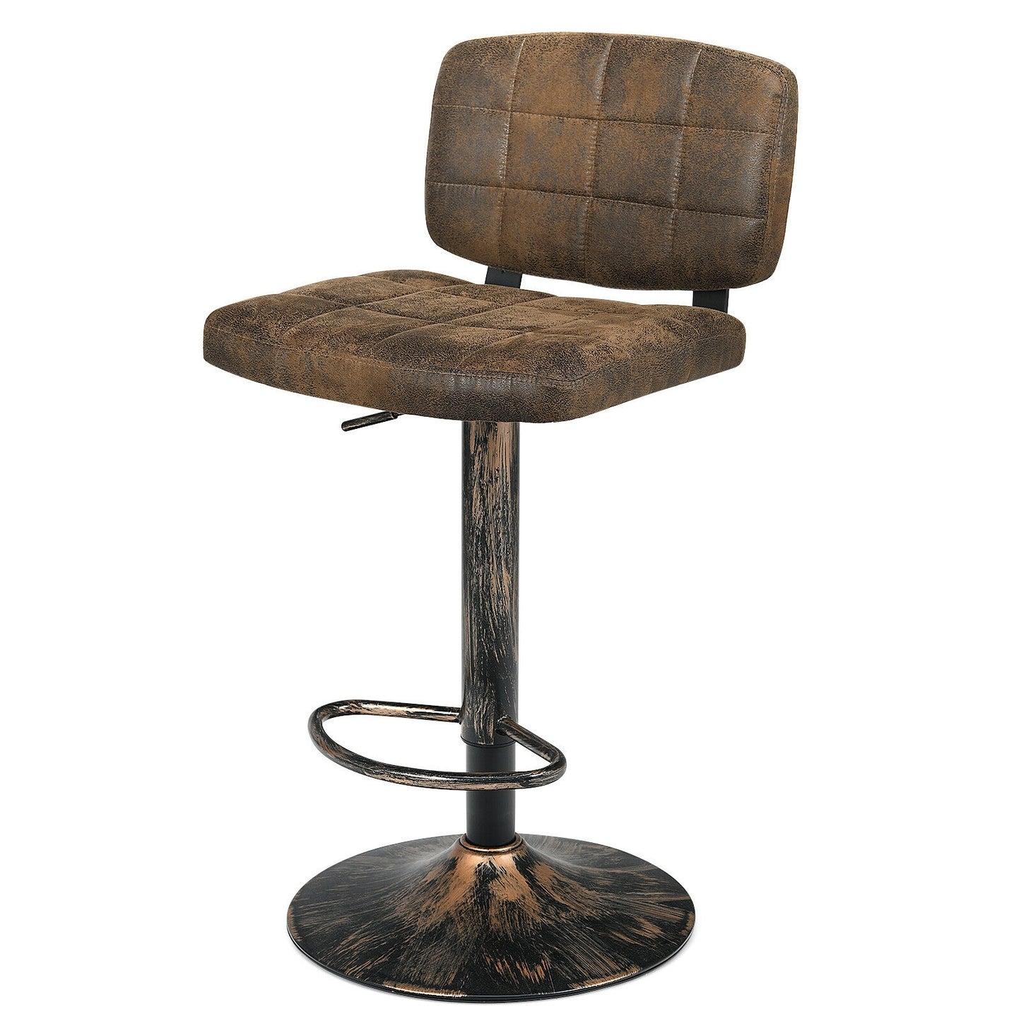 Set of 2 Adjustable Vintage Bar Stools with Swivel Seats and Footrests