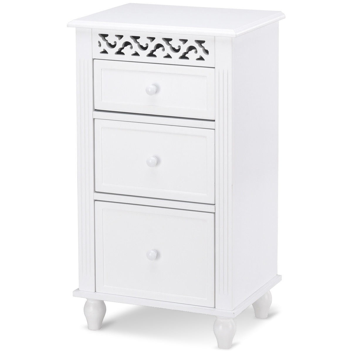 Multi Drawer Wooden Bathroom Storage Cabinet with Carved Design