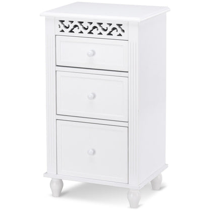 Multi Drawer Wooden Bathroom Storage Cabinet with Carved Design
