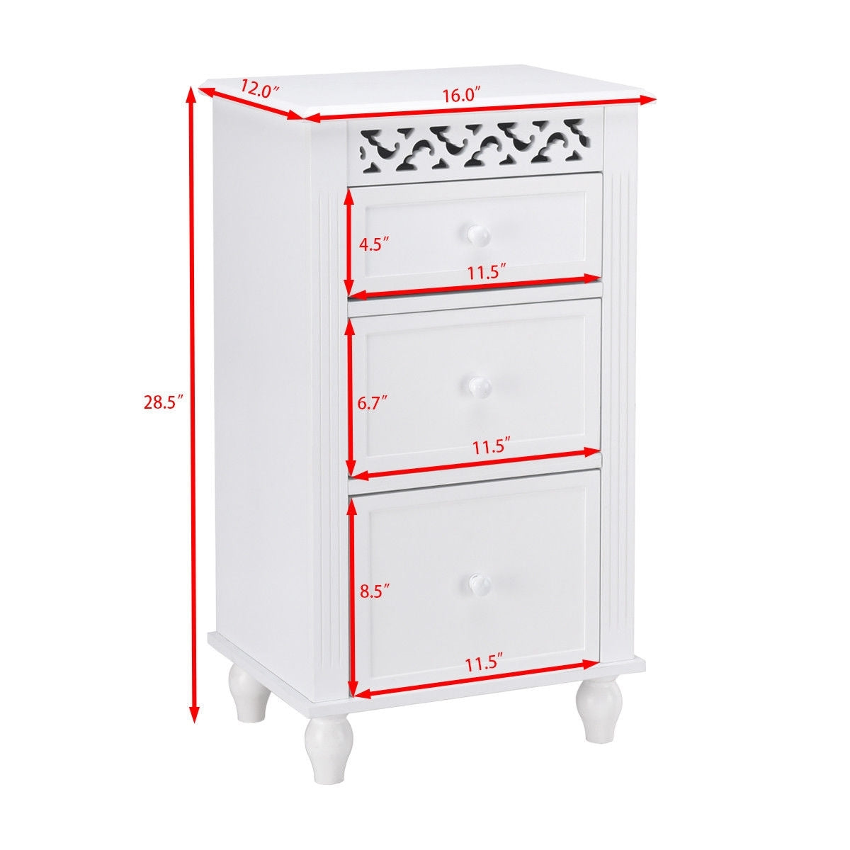 Multi Drawer Wooden Bathroom Storage Cabinet with Carved Design