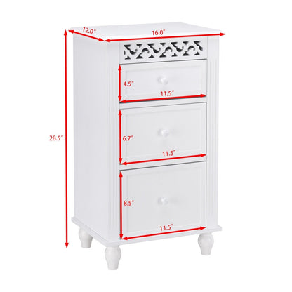Multi Drawer Wooden Bathroom Storage Cabinet with Carved Design
