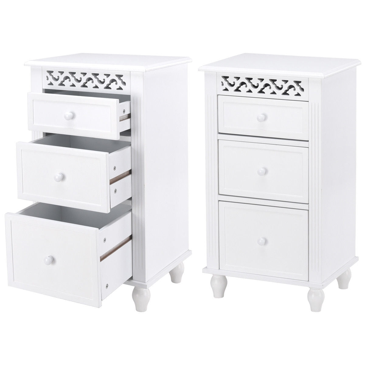 Multi Drawer Wooden Bathroom Storage Cabinet with Carved Design