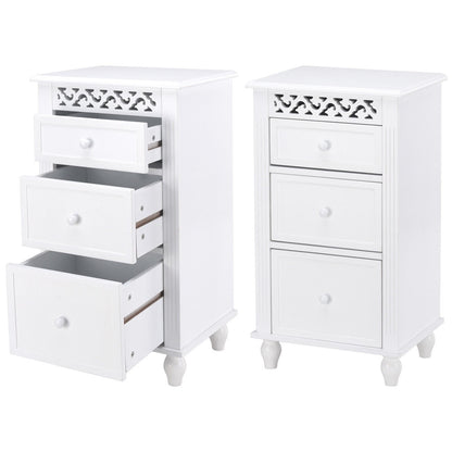 Multi Drawer Wooden Bathroom Storage Cabinet with Carved Design