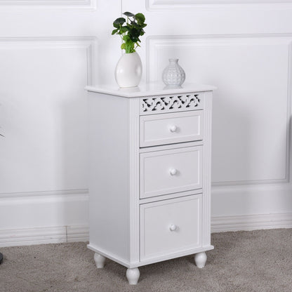 Multi Drawer Wooden Bathroom Storage Cabinet with Carved Design