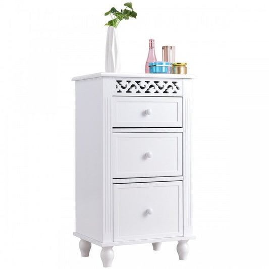 Multi Drawer Wooden Bathroom Storage Cabinet with Carved Design
