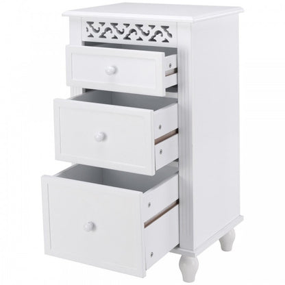 Multi Drawer Wooden Bathroom Storage Cabinet with Carved Design