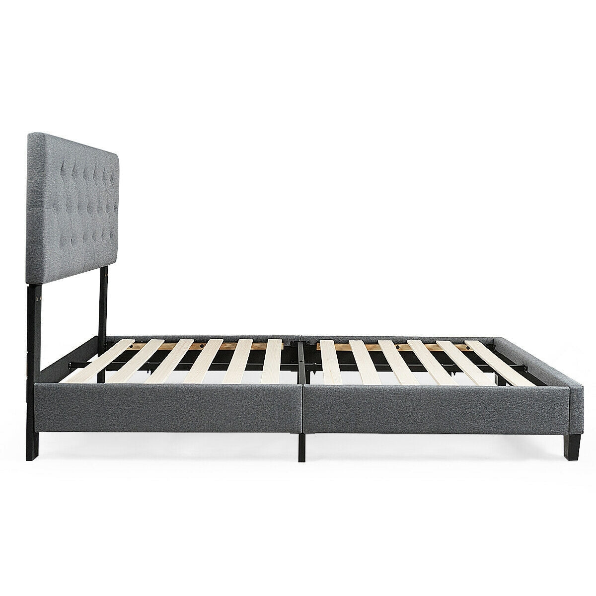 Exquisite Full Size Upholstered Platform Bed with Elegant Linen-Tufted Headboard