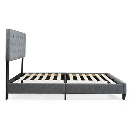 Exquisite Full Size Upholstered Platform Bed with Elegant Linen-Tufted Headboard